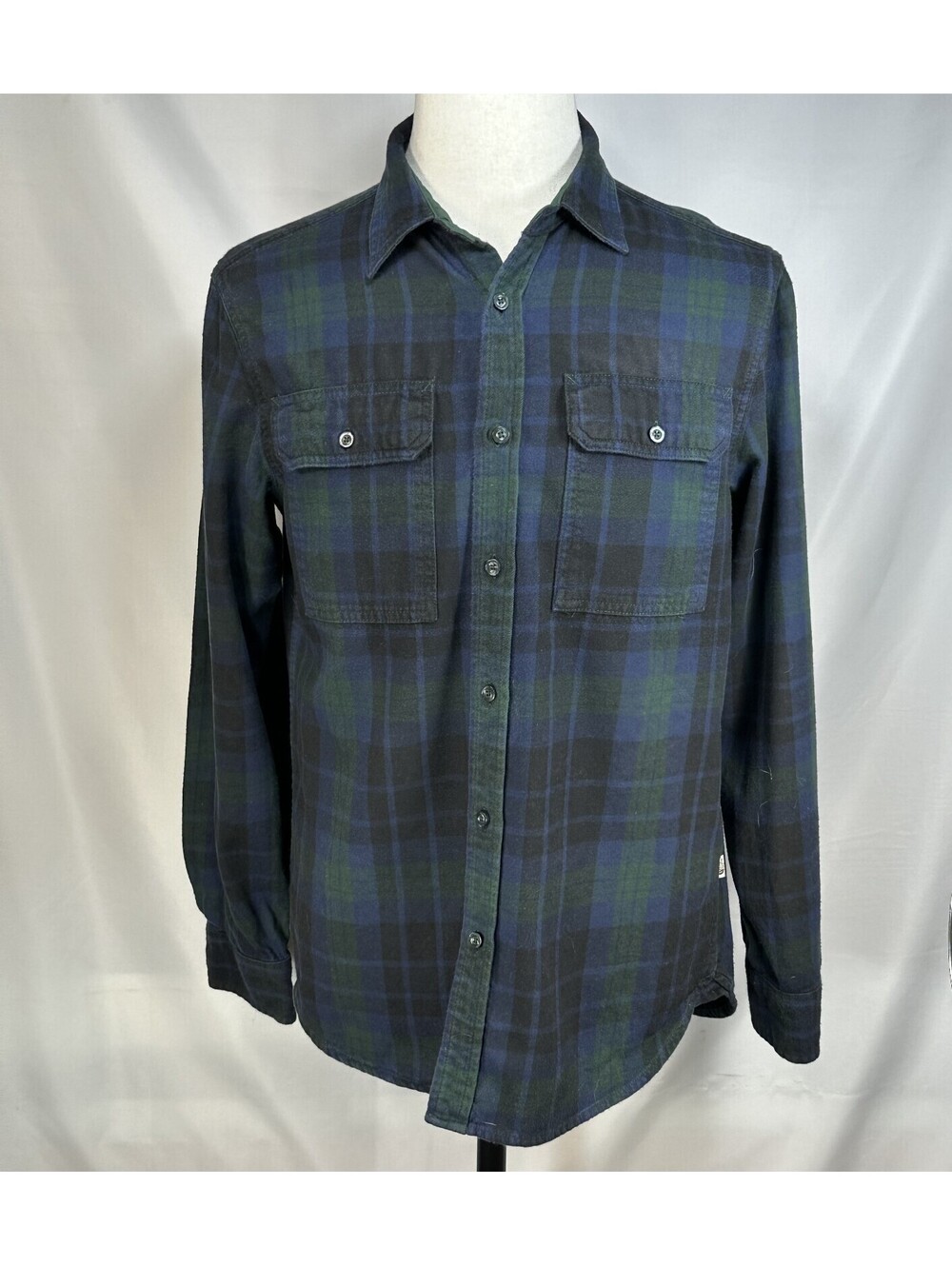 North Face Pocketed Plaid Button Up Shirt Green/Blue Mens M